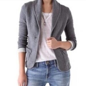James Perse gray french terry soft one button  blazer jacket